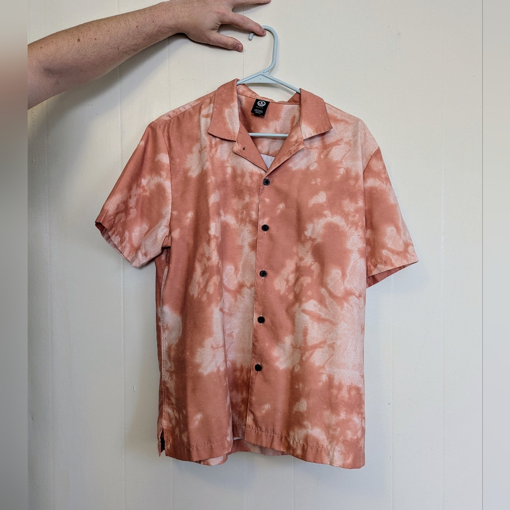 Neff Orange Tie Dye Short Sleeve Button Down